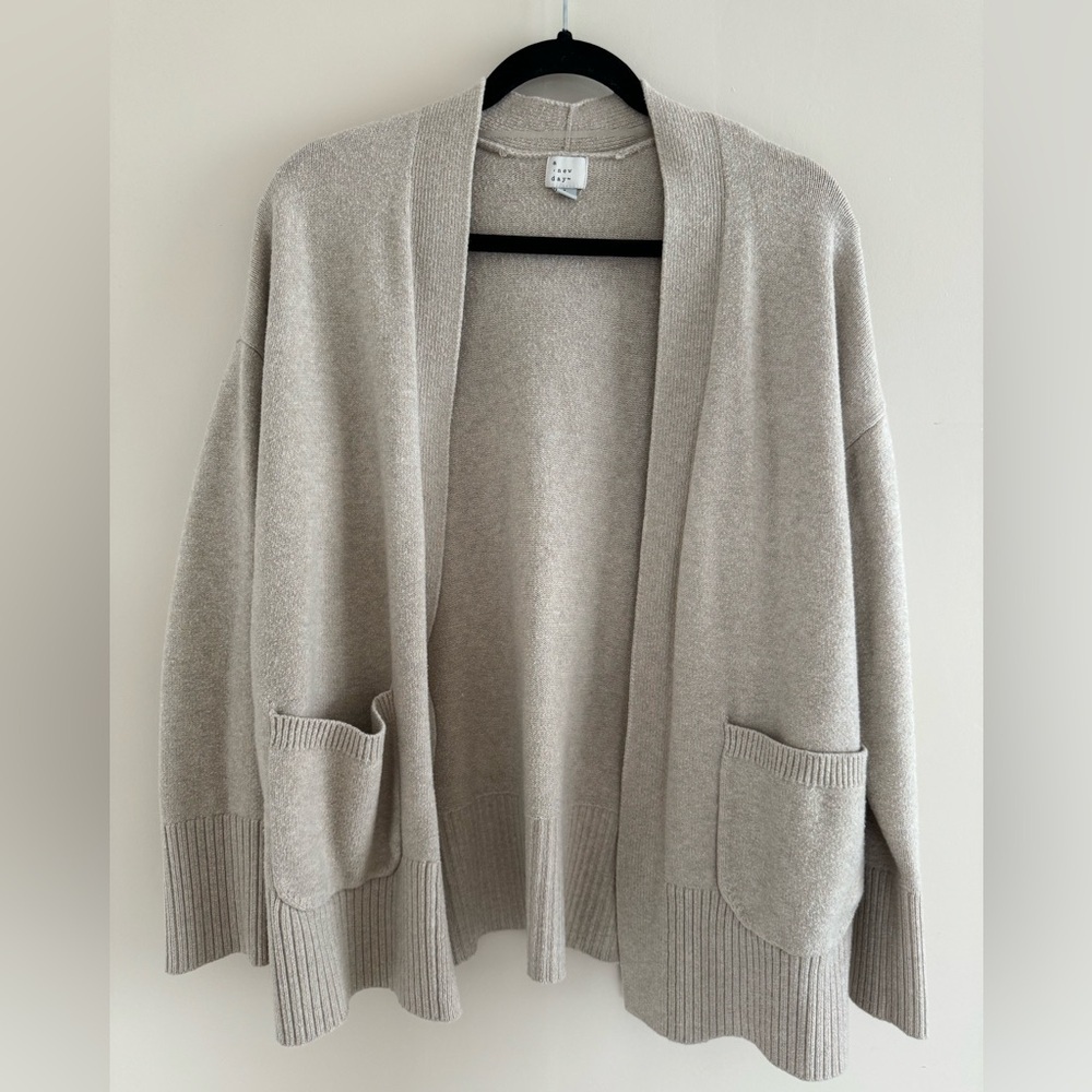 A New Day Cardigan - Oversized Fall Sweater in Greige - Beige Large